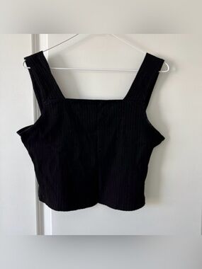 SHEIN Black Ribbed Square Neck Crop Top